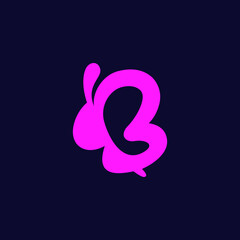 Flat cute fun letter B butterfly logo