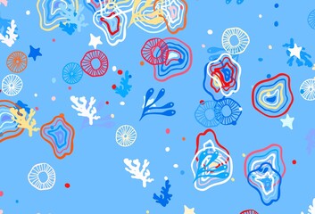 Light Blue, Red vector background with abstract shapes.