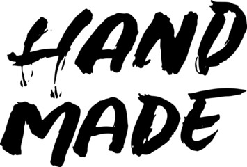 Hand made. Hand drawn dry brush lettering. Modern logo for products and shops. Vector illustration.
