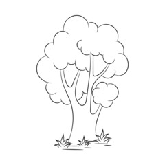 Tree vector illustration with simple hand drawn sketching style