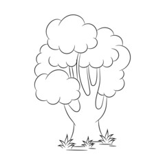 Tree vector illustration with simple hand drawn sketching style