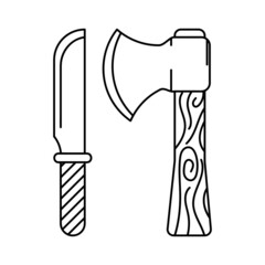 Knife and hammer vector illustration with simple hand drawn sketching style