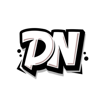 Simple Initial Logo Lettering Cartoon Grafity Black and White DN