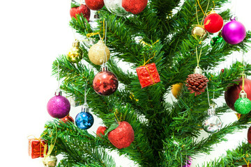 Beautiful Christmas Tree with Decorations ornament gift and colour ball.