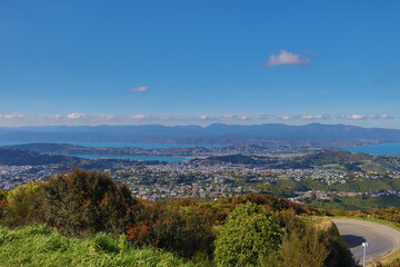 Fototapeta premium landscape in the mountains, view from Wellington Wind Turbine, New Zealand 