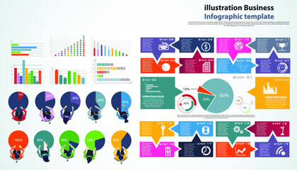 Business Brainstorming plan,think,search,analyze, for Success with percent,Graph Percent,Speech bubbles 19 Step Colorful -  Modern design Idea and Concept Vector illustration  Infographic template.