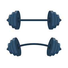 Obraz na płótnie Canvas Dumbbell icon cartoon style. Vector illustration flat design. Isolated on white background. Sports equipment. Element for logo, emblem poster and banner. Template for sport icon.