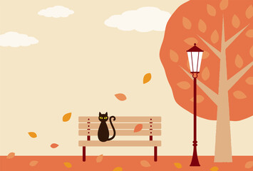 vector background with autumn landscape in the park for banners, cards, flyers, social media wallpapers, etc.