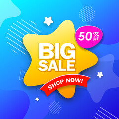 BIG Sale star shape business concept design blue background, Eps 10 vector illustration
