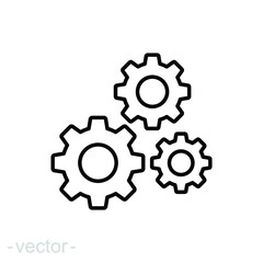 Gear line icon. Simple outline style. Two, three, technology, service, wheel concept. Vector illustration isolated on white background. Editable stroke. EPS 10