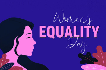 Women's Equality Day. August 26 in US. Powerful feminist design with long-haired woman. Modern vector illustration.