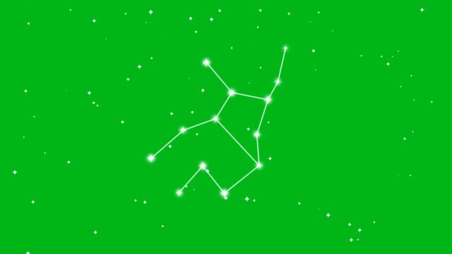 Representation of zodiac sign Virgo with twinkling stars on green screen background
