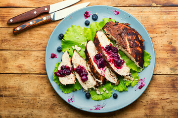 Chicken breast with blueberry sauce