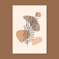 Leaf illustrations with abstract background. Abstract Art design for print, cover, wallpaper, Minimal and natural wall art. Vector illustration.