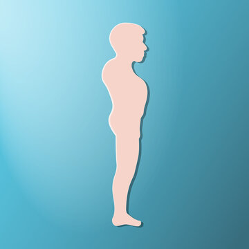 Acromegalia, acromegaly. Neuroendocrine disease. Pituitary gland disease. Silhouette of man, boy isolated. Vector illustration. EPS10.