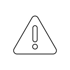 Triangle warning sign line icon. Exclamation mark in a triangle. Danger symbol outline. Work safety stop pictogram. Traffic accident or construction site security. Vector illustration, flat, clip art.