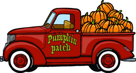 red classic pumpkin truck | pumpkin patch