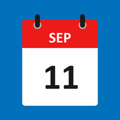 September 11 calendar logo icon sign Patriot day background United states flag National color Twin tower We will never forget 9-11 symbol Fashion print clothes apparel greeting invitation card poster
