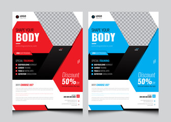 Fitness Gym Flyer Template. Fitness Center Or Other Sports Event, Fitness Flyer Design, Fitness Center Flyer, Poster or Leaflet Cover Template