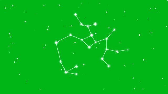 Representation of zodiac sign Sagittarius with twinkling stars on green screen background