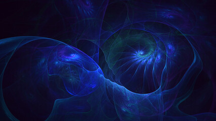 3D rendering abstract blue fractal light background