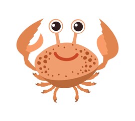 Krab. Wild animals. Underwater world. Aquarium or tropical marine. Isolated on white background. Illustration in cartoon style. Flat design. Vector art © Ирина Мордвинкина