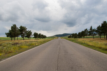 Fototapeta na wymiar Highway and road landscape and view in Georgia, travel