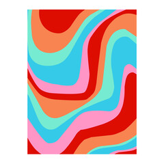 Line art poster with background rainbow psychedelic. Psychedelic background.