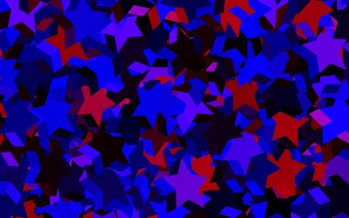 Dark Blue, Red vector template with sky stars.