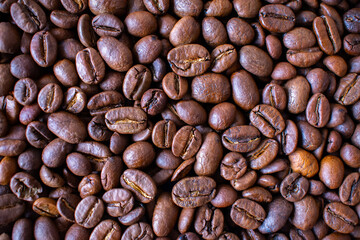 Coffee beans close up.