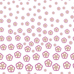 Seamless pattern with stylized ornamental flowers in retro, vintage style. Jacobin embroidery. Colored vector illustration isolated on white background.