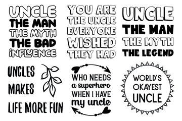 Fototapeta premium Set of Calligraphy sayings for print. Vector Quotes about uncle