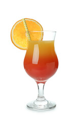 Glass of summer cocktail isolated on white background