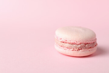 Concept of tasty dessert with delicious macaron