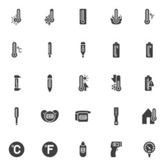 Thermometer temperature vector icons set