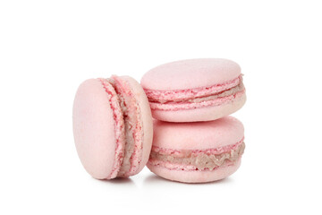 Macaroons or macarons isolated on white background