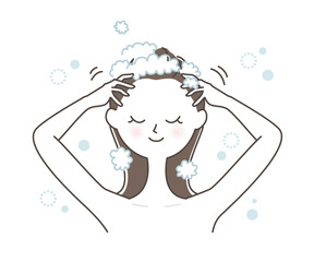 シャンプーをする女性