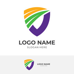 Obraz premium shield logo vector with flat colorful style