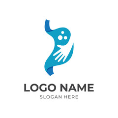 stomach logo template with flat blue color style