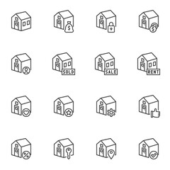 Real estate line icons set