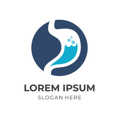 modern stomach logo concept with flat blue color style