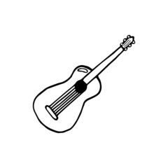 Guitar - Hand drawn doodle vector icon, isolated on white background