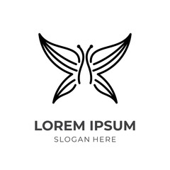 Fototapeta premium simple butterfly logo concept with line black color style