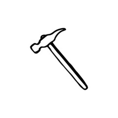 Hammer - Hand drawn doodle vector icon, isolated on white background