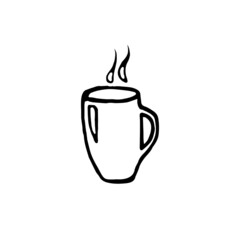 Mug - Hand drawn doodle vector icon, isolated on white background