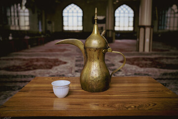 photo of traditional Arab coffee in mosque