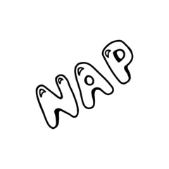 Nap lettering - Hand drawn doodle vector icon, isolated on white background