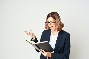 Business woman in suit wearing glasses elegant style work manager