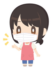 マスクを付けた主婦のイラスト