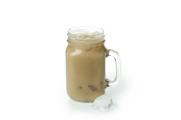 Jar of irish coffee isolated on white background